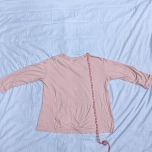 Pure Jill 100% Cotton 3/4 Length Sleeve Top, Blush Pink, Size L
